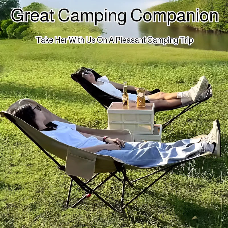 Portable Outdoor Chair with Storage Bag Outdoor Recliner Folding with Leg Support Camping Beach Chair  Lunch Break Folding Chair