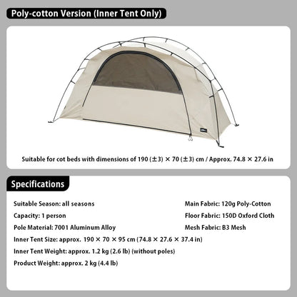 Soomloom Ultra-Light Cot Tent with Independent Inner Tent, Waterproof Breathable Mosquito-Proof Outdoor Camping Bed Tent Shelter