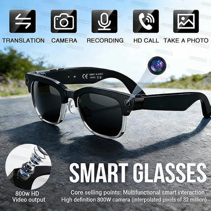 2026 AI Smart Glasses Men with 800W HD Camera Real-time Voice Translation & Call POV Video Recording Smart Eyewear Travel/Vlog