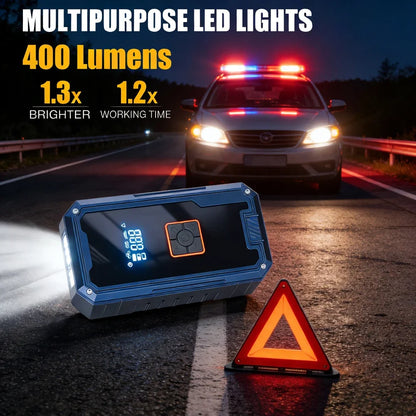 Portable Car Jump Starter with Air Compressor,3000A 99800mAh Portable Jump Box,Power Bank & Jump Cables for 9L Gas and 8L Diesel