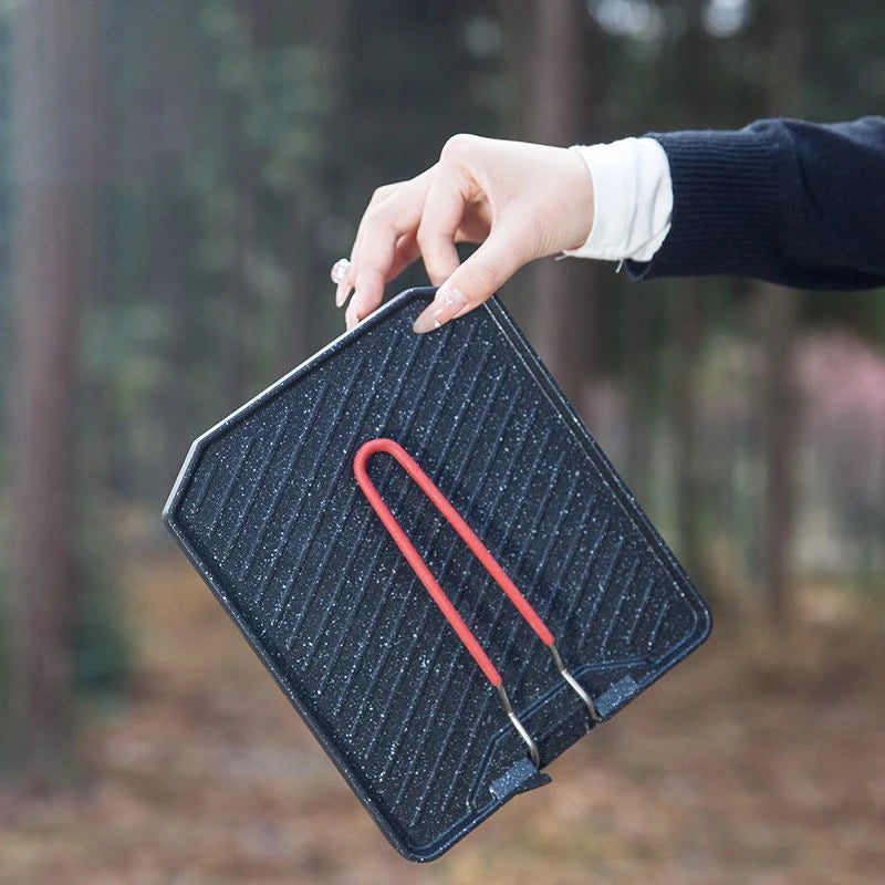 Outdoor camping barbecue pan Household non-stick frying pan Cassette oven barbecue pan Easy to clean Portable baking pan