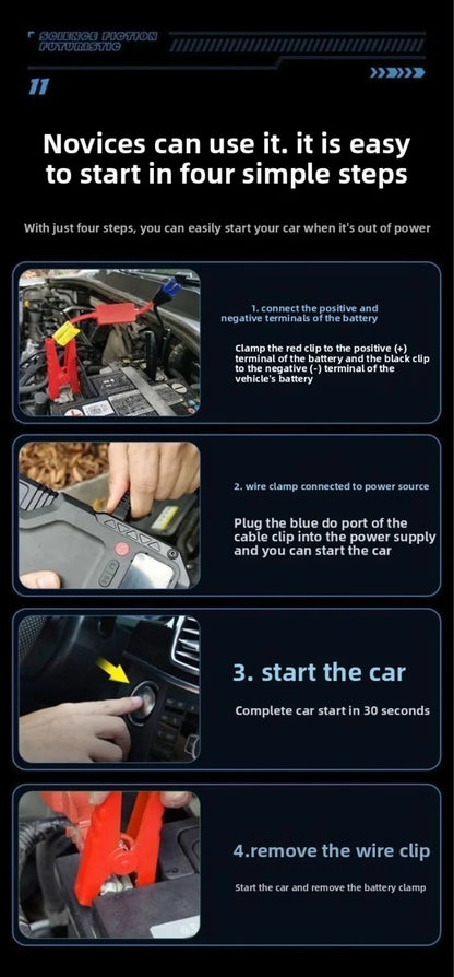 Portable Car Jump Starter with Air Compressor,3000A 99800mAh Portable Jump Box,Power Bank & Jump Cables for 9L Gas and 8L Diesel