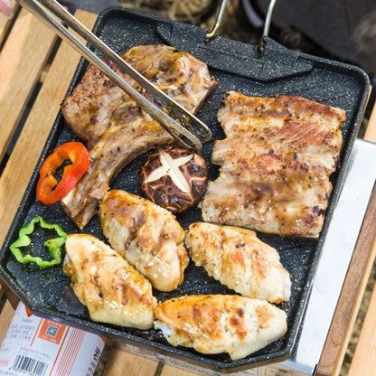 Outdoor camping barbecue pan Household non-stick frying pan Cassette oven barbecue pan Easy to clean Portable baking pan