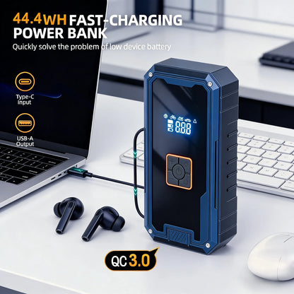 Portable Car Jump Starter with Air Compressor,3000A 99800mAh Portable Jump Box,Power Bank & Jump Cables for 9L Gas and 8L Diesel