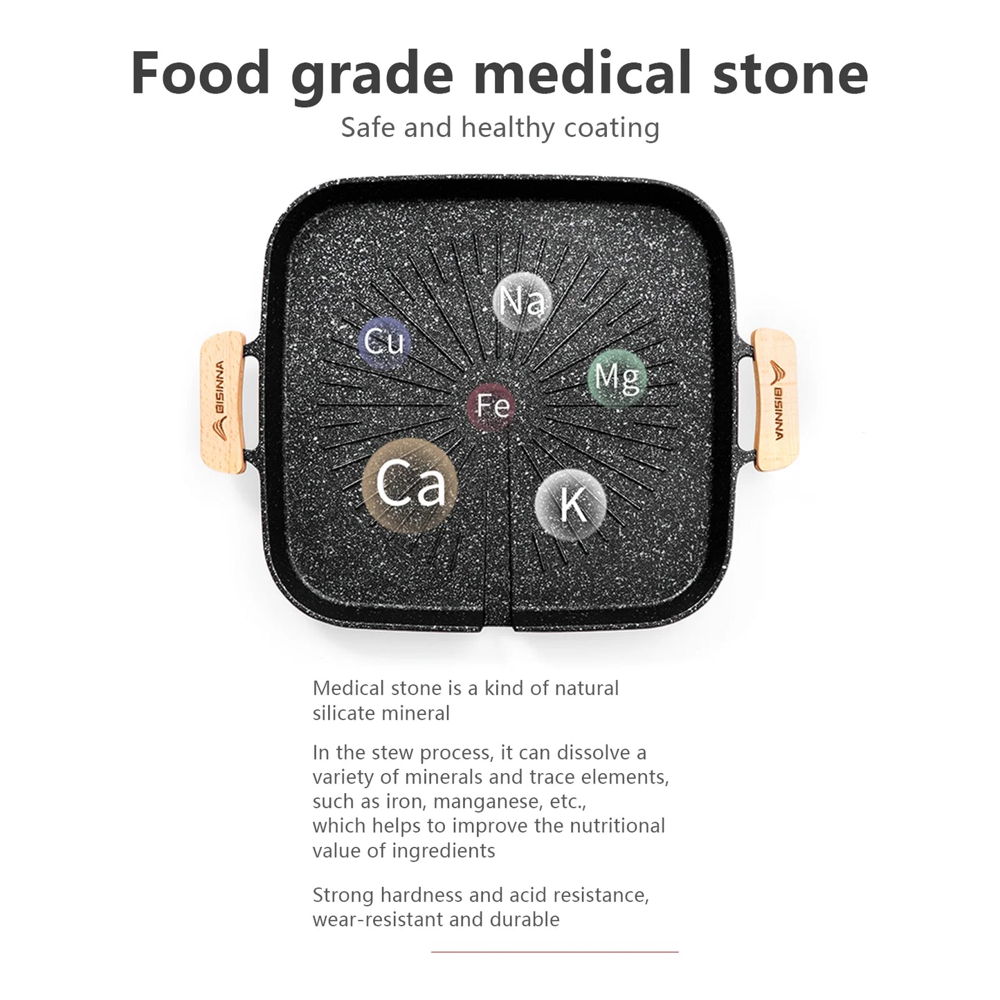 BISINNA Square BBQ Grill Pan Non Stick Stovetop Barbeque Tray Korean Roasting Grill Plate Outdoor Camping Supplies