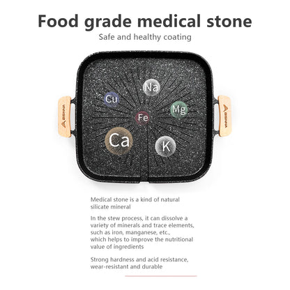 BISINNA Square BBQ Grill Pan Non Stick Stovetop Barbeque Tray Korean Roasting Grill Plate Outdoor Camping Supplies