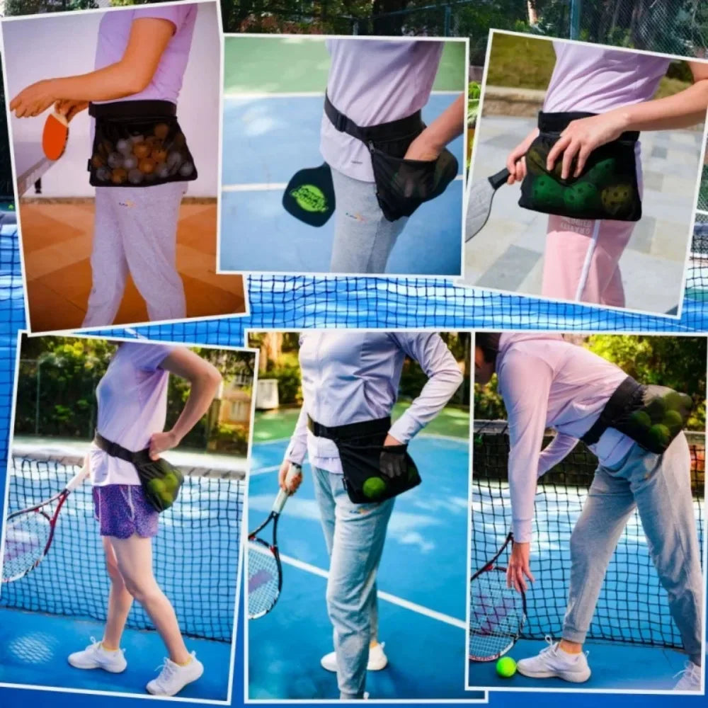 Tennis Pickleball Ball Holder Waist Pack Capacity w/ Quick-Release Belt