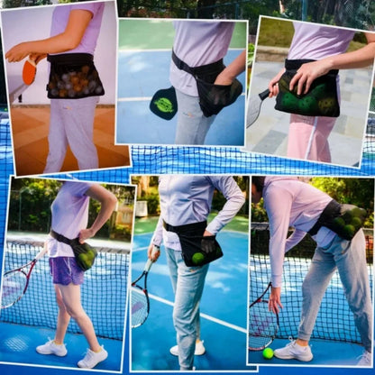 Tennis Pickleball Ball Holder Waist Pack Capacity w/ Quick-Release Belt