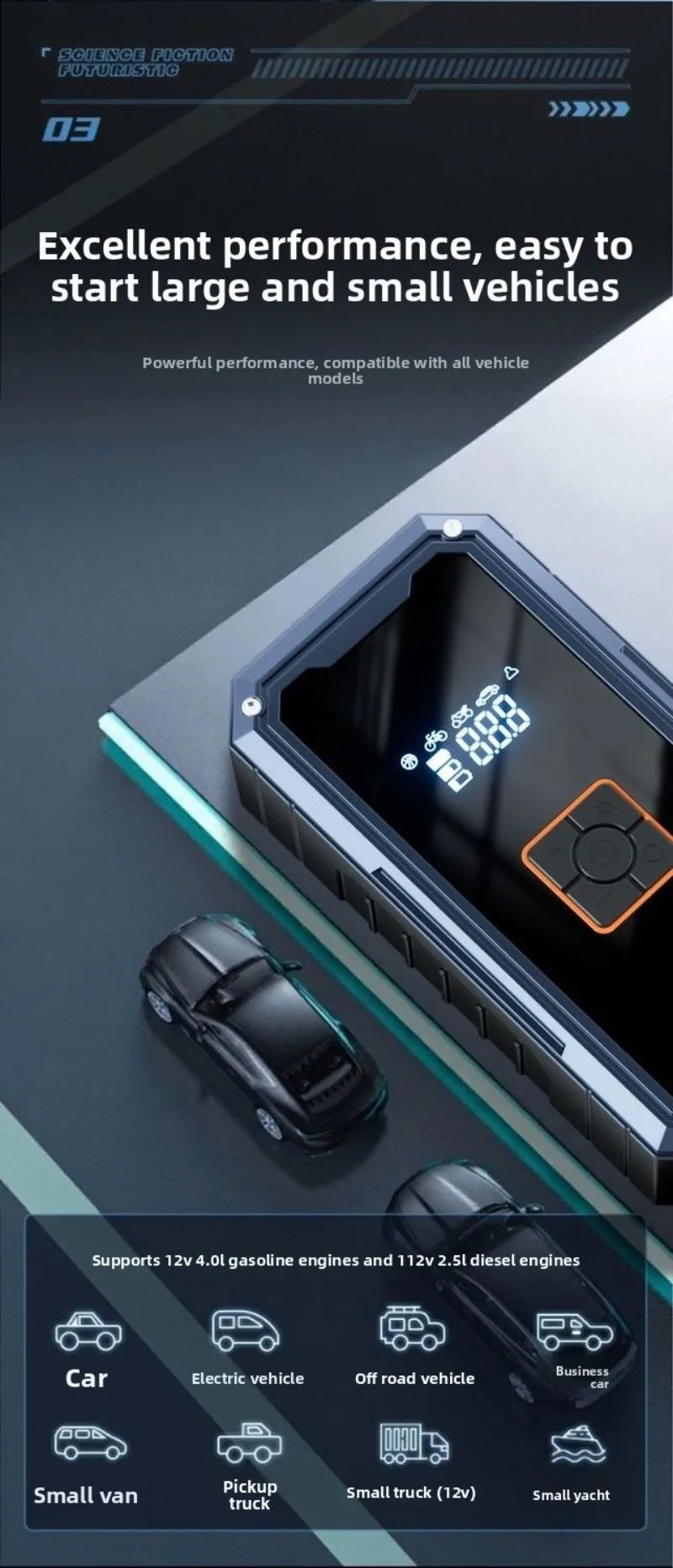 Portable Car Jump Starter with Air Compressor,3000A 99800mAh Portable Jump Box,Power Bank & Jump Cables for 9L Gas and 8L Diesel