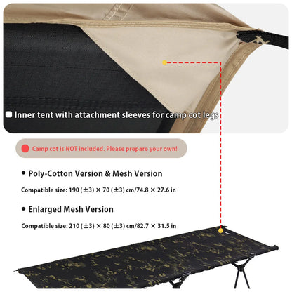 Soomloom Ultra-Light Cot Tent with Independent Inner Tent, Waterproof Breathable Mosquito-Proof Outdoor Camping Bed Tent Shelter