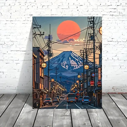Oil painting style Hayao Miyazaki Fuji Mountain Printed canvas - Wall home decoration