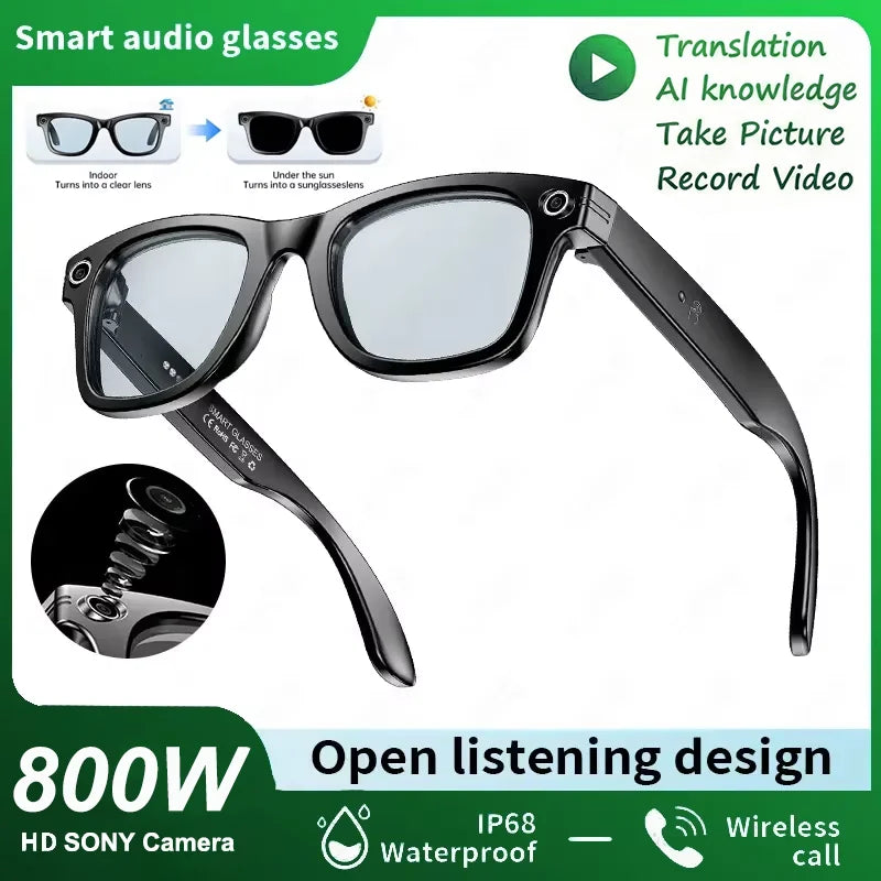 2026 Smart Glasses Men 8MP Camera WiFi Bluetooth Touch Control IP67 Waterproof AI Translation Noise Cancelling AI Glasses Women