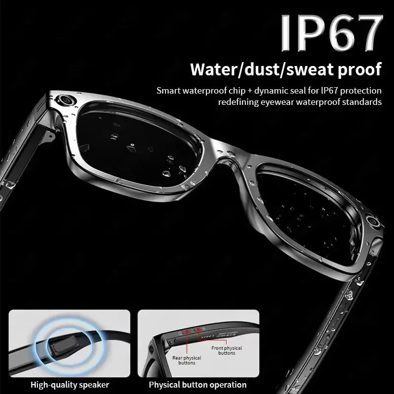 2026 Smart Glasses Men 8MP Camera WiFi Bluetooth Touch Control IP67 Waterproof AI Translation Noise Cancelling AI Glasses Women