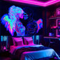 VIKAMA Neon Angel Skull Tapestry Gaming Bedroom  Hanging Room Decor