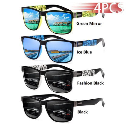 4 PCS Fashion Vintage Pattern Square Sunglasses Men Women Fishing Driving Man Luxury Brand Designer Sun Glasses UV400 Eyewear ﻿