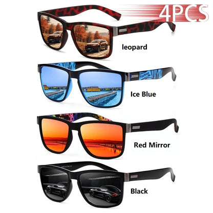 4 PCS Fashion Vintage Pattern Square Sunglasses Men Women Fishing Driving Man Luxury Brand Designer Sun Glasses UV400 Eyewear ﻿