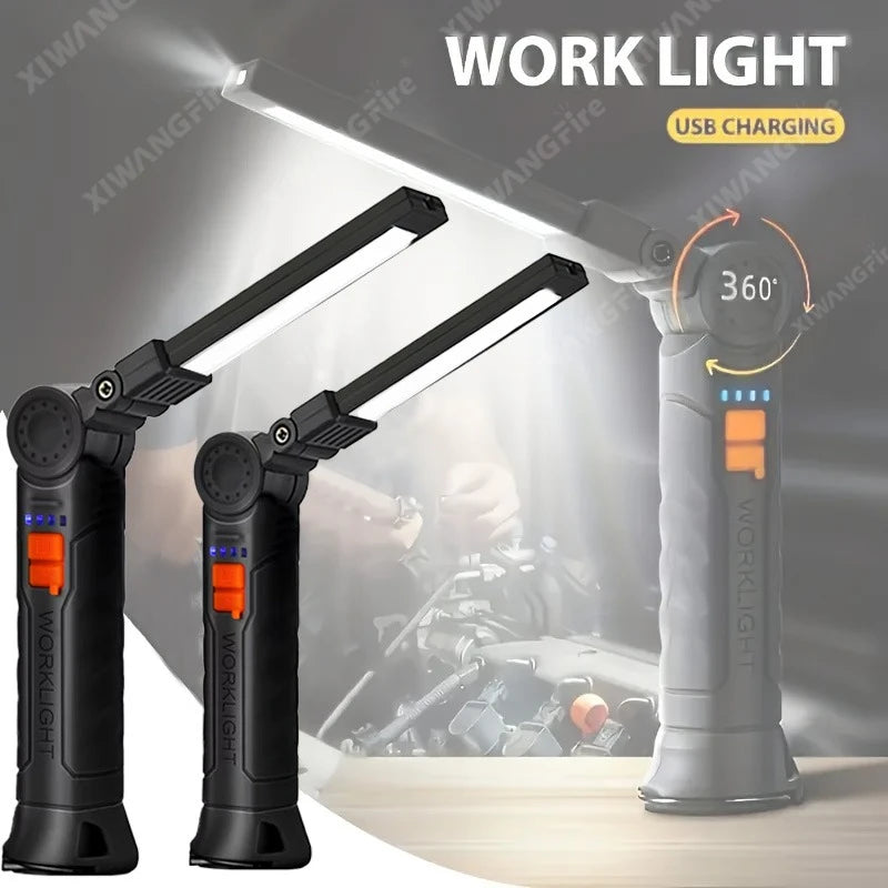 Rechargeable LED Flashlight Work Light with Magnet & Hook