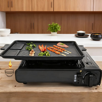 Korean Style Nonstick Grill Pan Rectangular Griddle Barbecue Pot Portable Oil Spill Baking Tray for Kitchen Indoor Outdoor BBQ