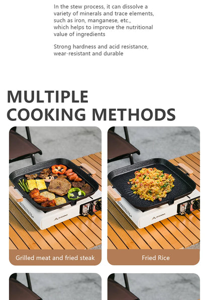 BISINNA Square BBQ Grill Pan Non Stick Stovetop Barbeque Tray Korean Roasting Grill Plate Outdoor Camping Supplies