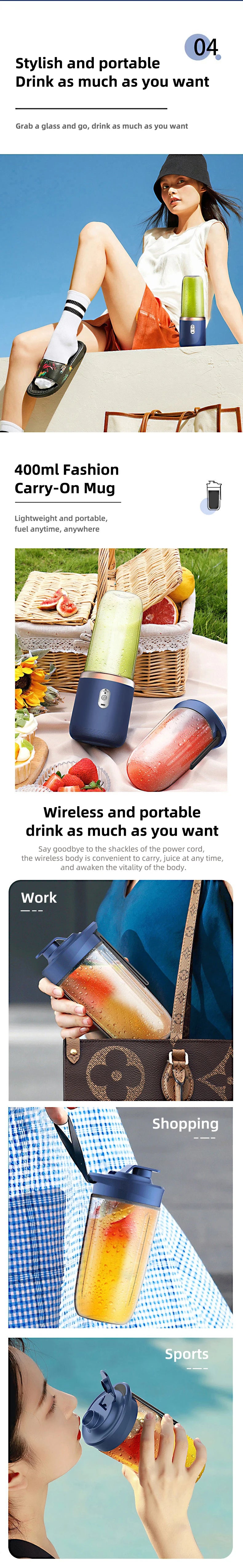 HOMEFISH 1PCS Juice Extractor Portable Rechargeable