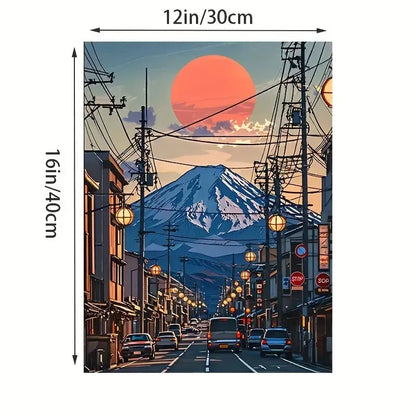 Oil painting style Hayao Miyazaki Fuji Mountain Printed canvas - Wall home decoration