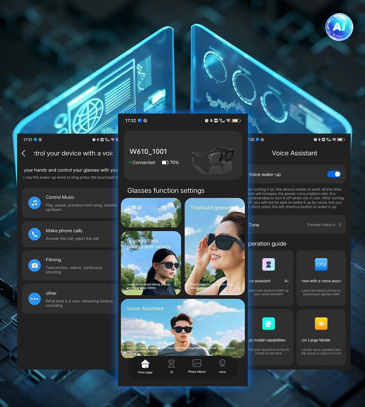 2026 Smart Glasses Men 8MP Camera WiFi Bluetooth Touch Control IP67 Waterproof AI Translation Noise Cancelling AI Glasses Women