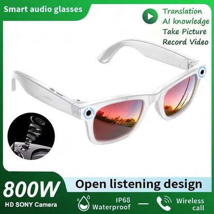 2026 Smart Glasses Men 8MP Camera WiFi Bluetooth Touch Control IP67 Waterproof AI Translation Noise Cancelling AI Glasses Women