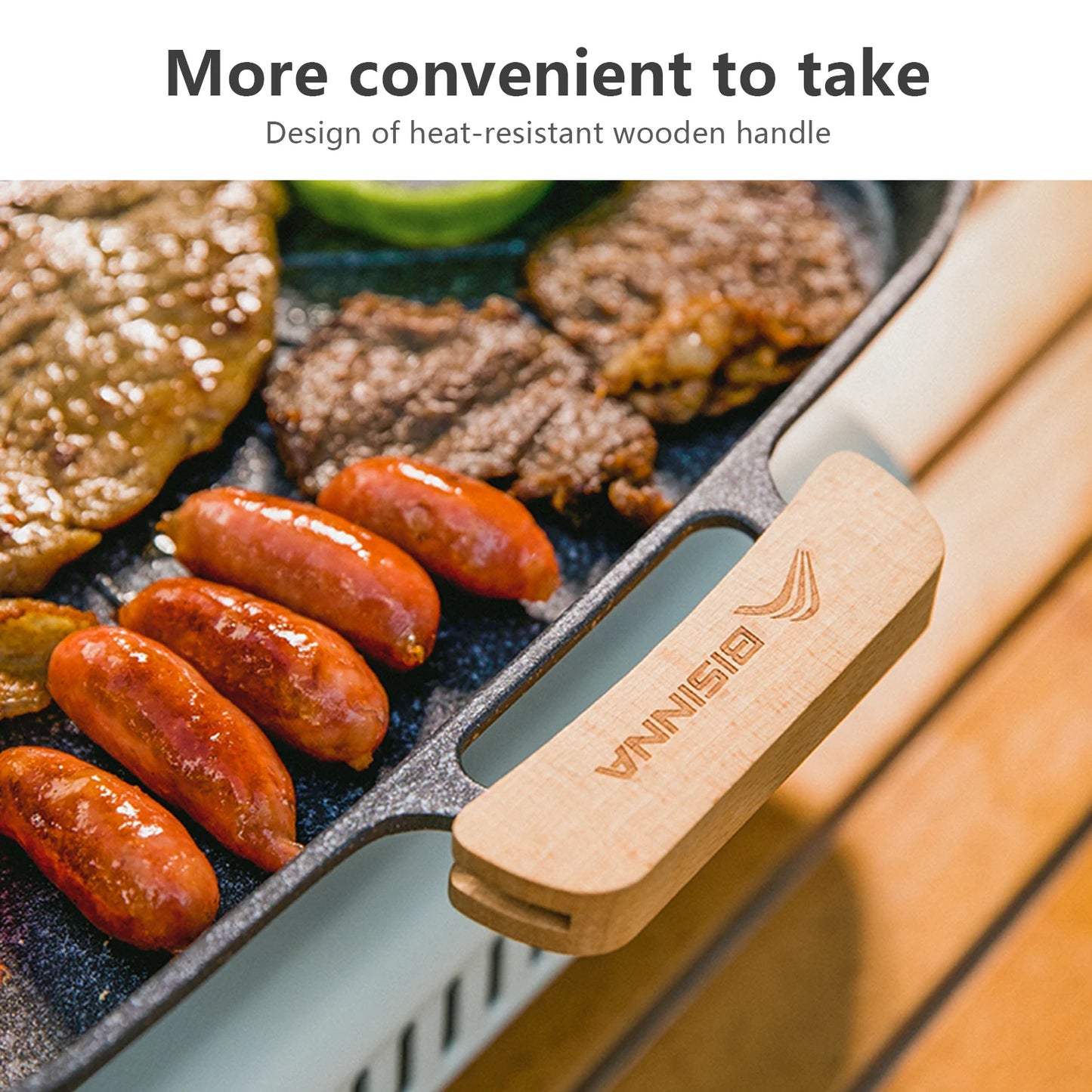 BISINNA Square BBQ Grill Pan Non Stick Stovetop Barbeque Tray Korean Roasting Grill Plate Outdoor Camping Supplies