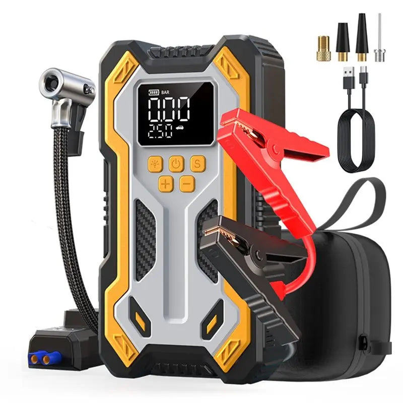 Exclusive Car Jump Starter 10000Mah With Air Compressor Portable Booster Including LCD Screen