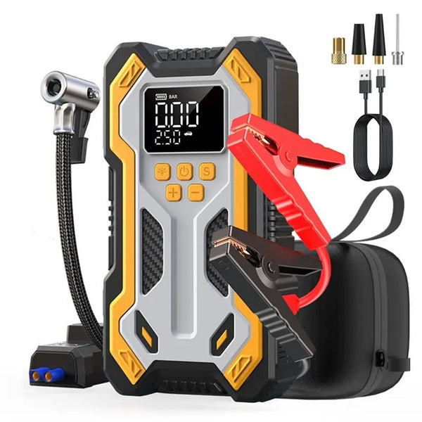 Exclusive Car Jump Starter 10000Mah With Air Compressor Portable Booster Including LCD Screen