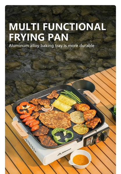 BISINNA Square BBQ Grill Pan Non Stick Stovetop Barbeque Tray Korean Roasting Grill Plate Outdoor Camping Supplies