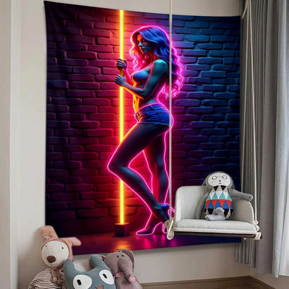 VIKAMA Neon Art Tapestry Human cyber funk Home Decor
