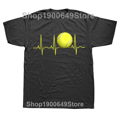 Funny Tennis Heartbeat T Shirts Summer Style