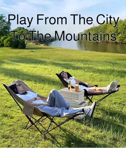 Portable Outdoor Chair with Storage Bag Outdoor Recliner Folding with Leg Support Camping Beach Chair  Lunch Break Folding Chair