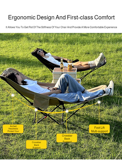 Portable Outdoor Chair with Storage Bag Outdoor Recliner Folding with Leg Support Camping Beach Chair  Lunch Break Folding Chair