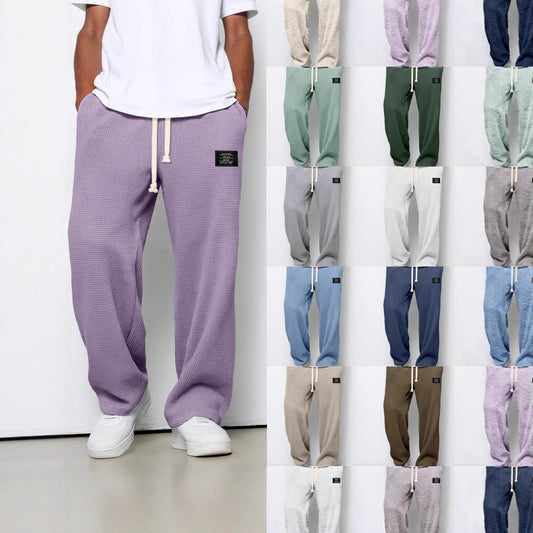 Waffle Straight Pants Fashion Brand Loose Loose