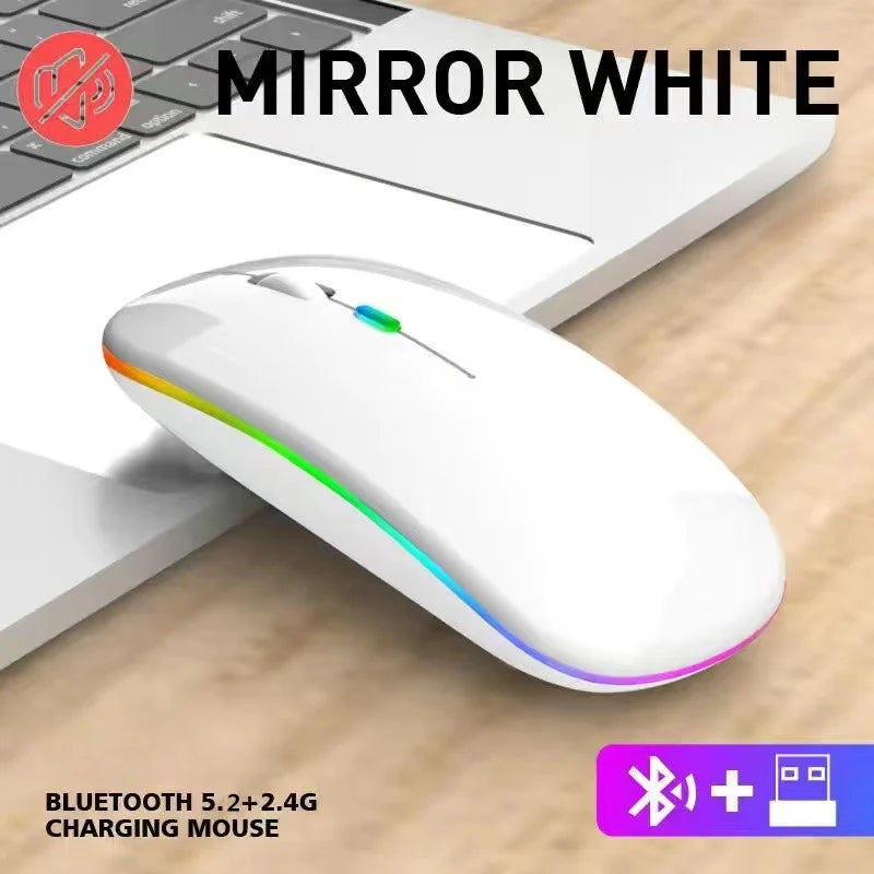 Wireless Mouse For Laptop PC Bluetooth RGB Rechargeable Mouses Wireless Computer Silent Mice LED Backlit Ergonomic Gaming Mouse